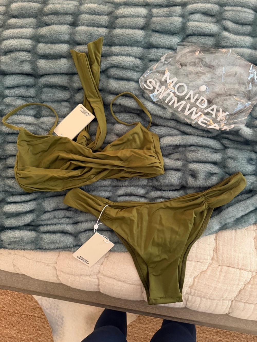 *NWT* Monday Swimwear Olive Green Twist Bikini Set